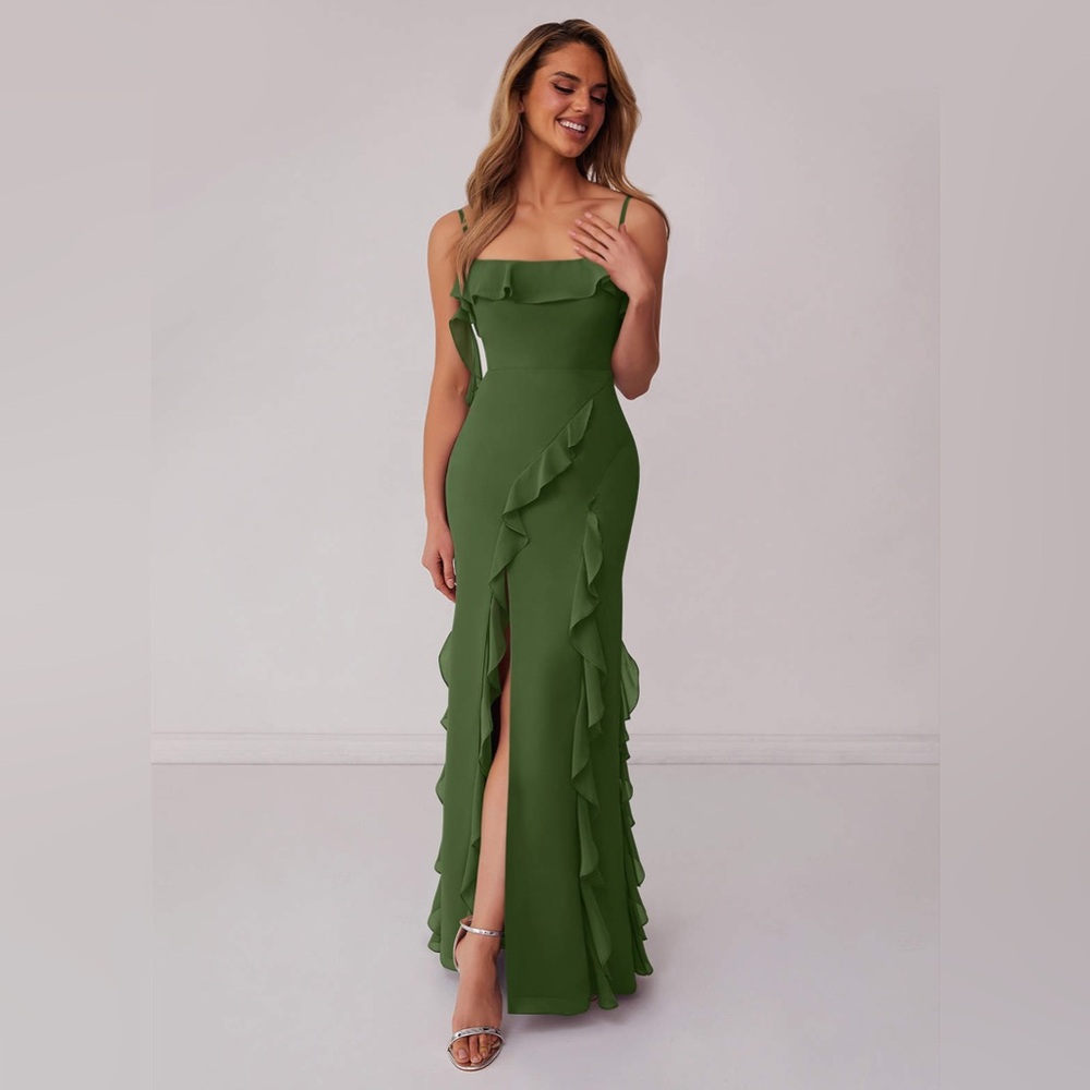 Barbie Azazie Bridesmaid Dress Olive - size 4